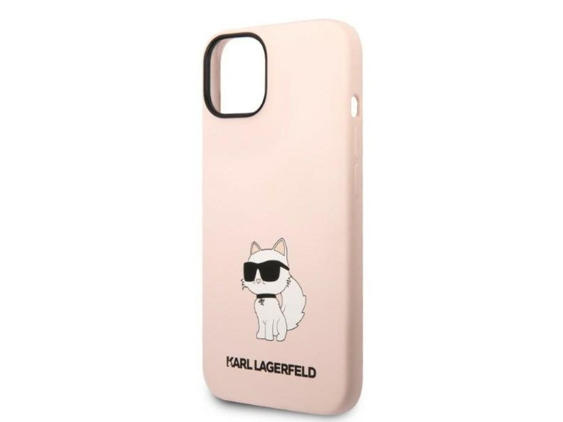 Funda rígida rosa/rosa de silicona Choupette para iPhone 14 Plus de Karl Lagerfeld KLHCP14MSNCHBCP (