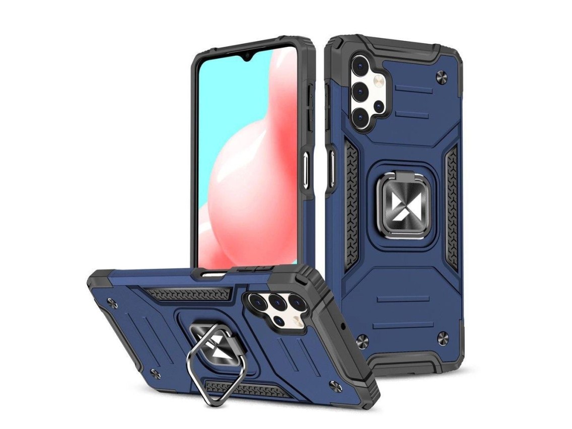 Wozinsky Ring Armor tough hybrid case cover + magnetic holder for Samsung Galaxy A73 blue