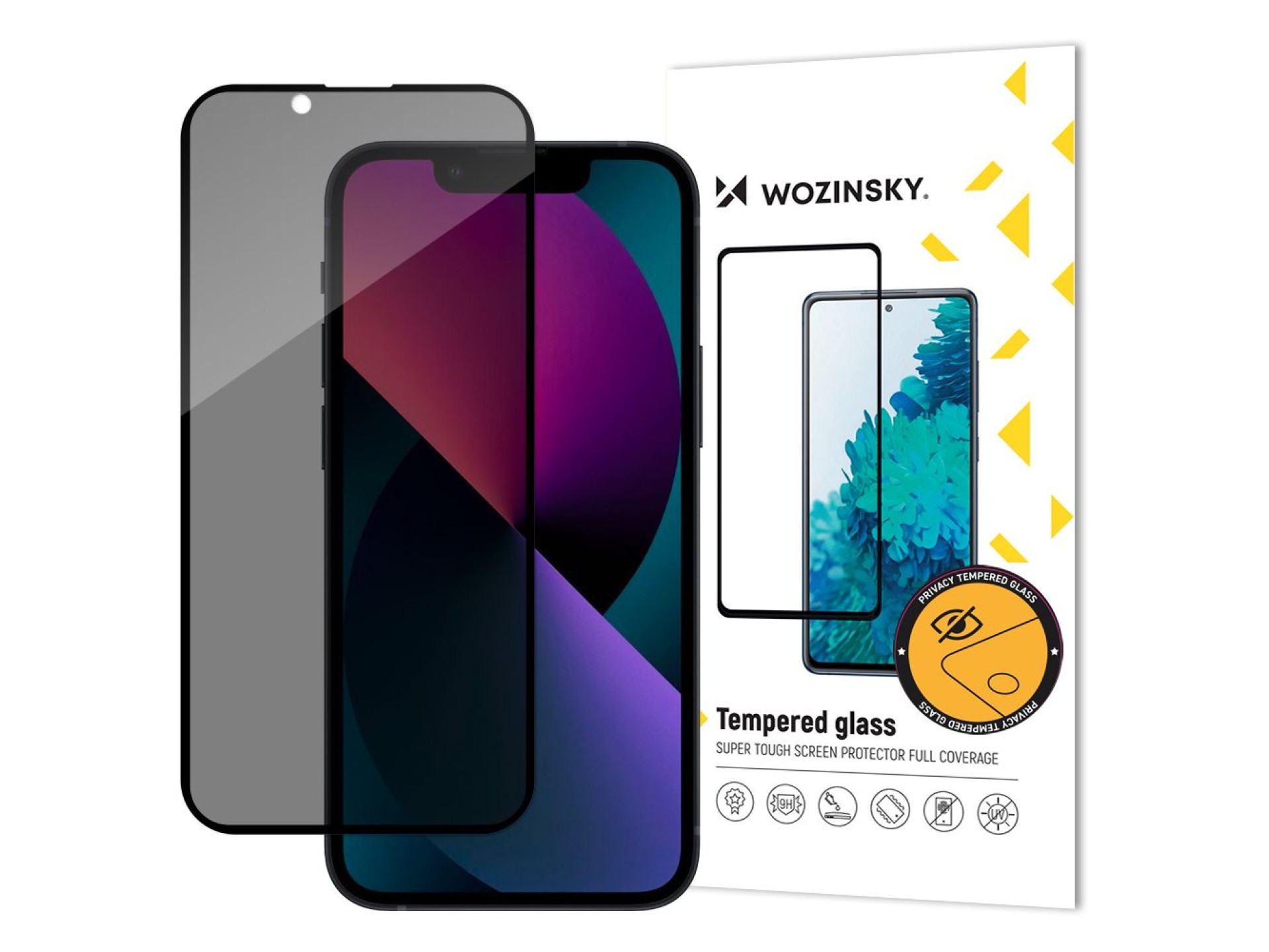 Protector de pantalla de vidrio templado Wozinsky Privacy Glass para iPhone 17e / 16e / 14 / 13 / 13