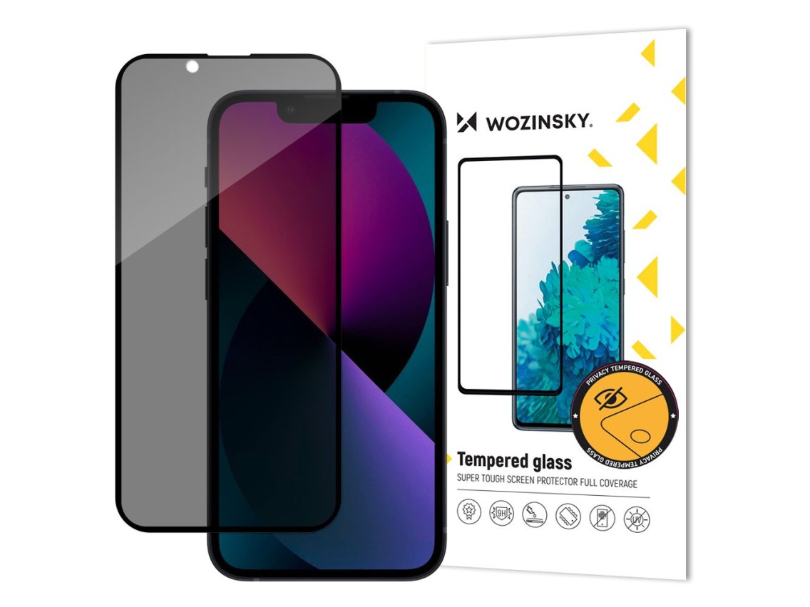 Protector de pantalla de vidrio templado Wozinsky Privacy Glass para iPhone 17e / 16e / 14 / 13 / 13