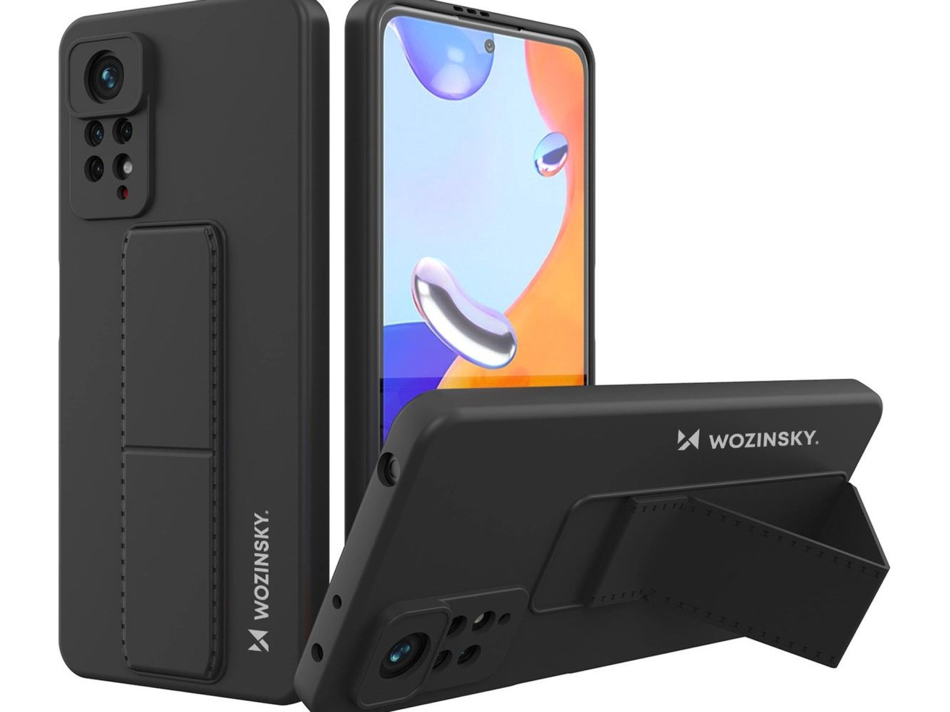 Wozinsky Kickstand Case silicone case with stand Xiaomi Redmi Note 11 Pro case black