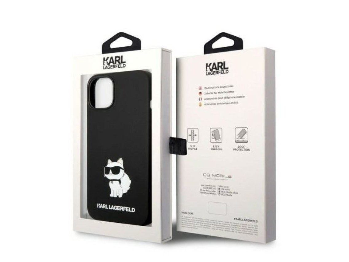 Capa de silicone Choupette de Karl Lagerfeld para iPhone 14 Plus - preta