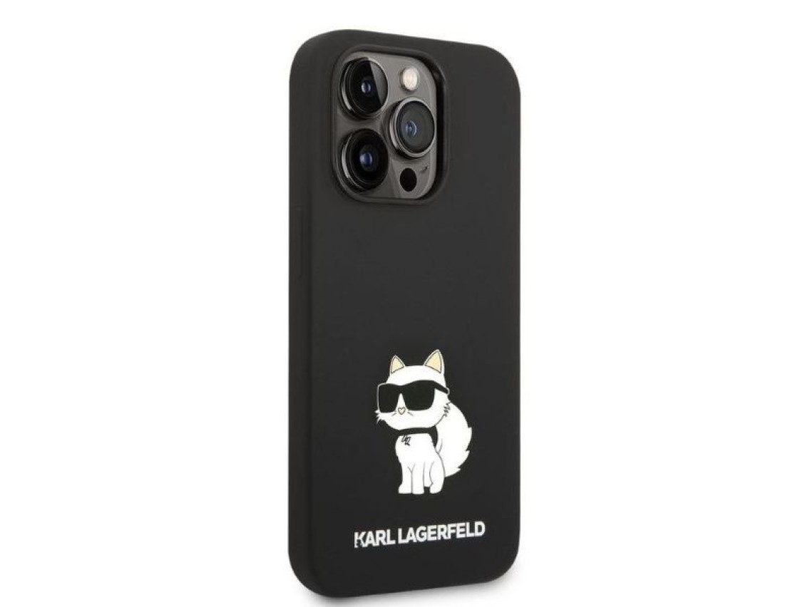 Funda de silicona Karl Lagerfeld Choupette para iPhone 14 Pro Max - negra
