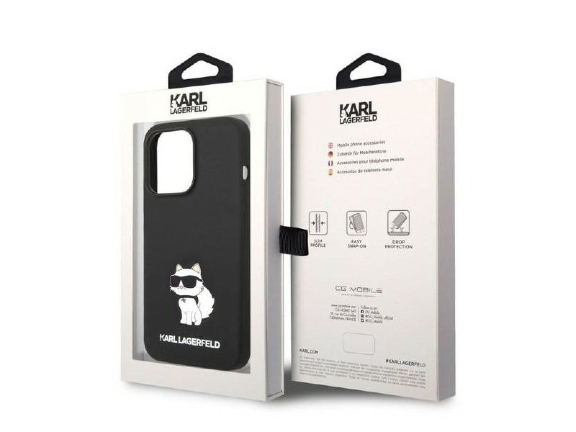 Funda de silicona Karl Lagerfeld Choupette para iPhone 14 Pro Max - negra