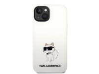 Funda de silicona Karl Lagerfeld Choupette para iPhone 14 Plus - blanca