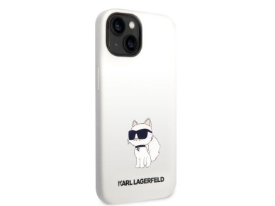 Funda de silicona Karl Lagerfeld Choupette para iPhone 14 Plus - blanca