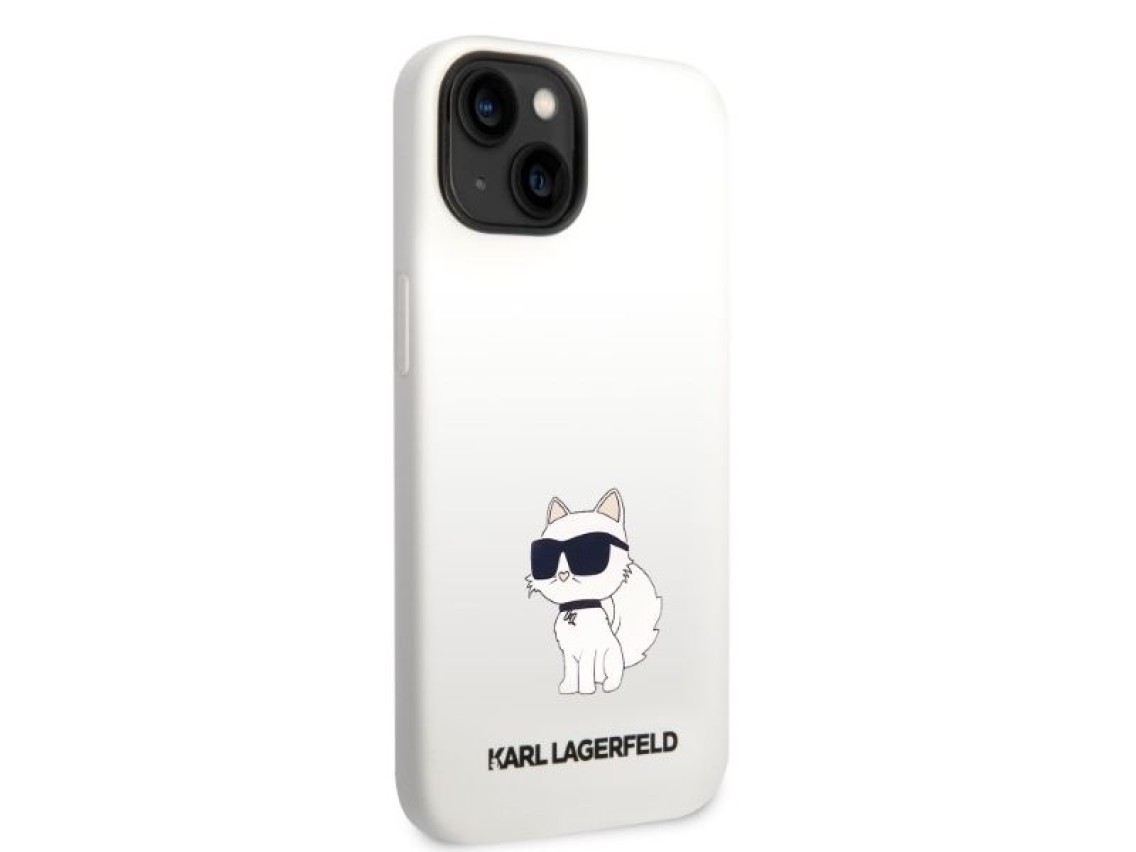 Funda de silicona Karl Lagerfeld Choupette para iPhone 14 Plus - blanca