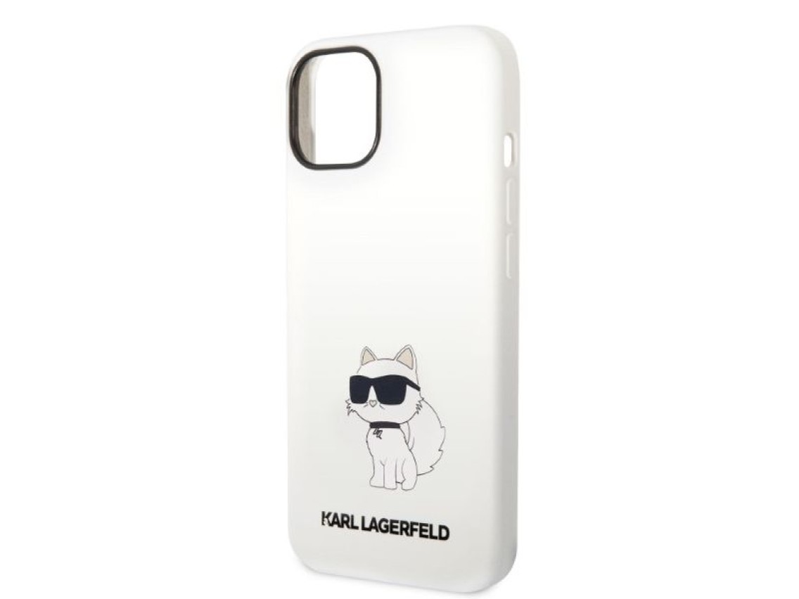Funda de silicona Karl Lagerfeld Choupette para iPhone 14 Plus - blanca