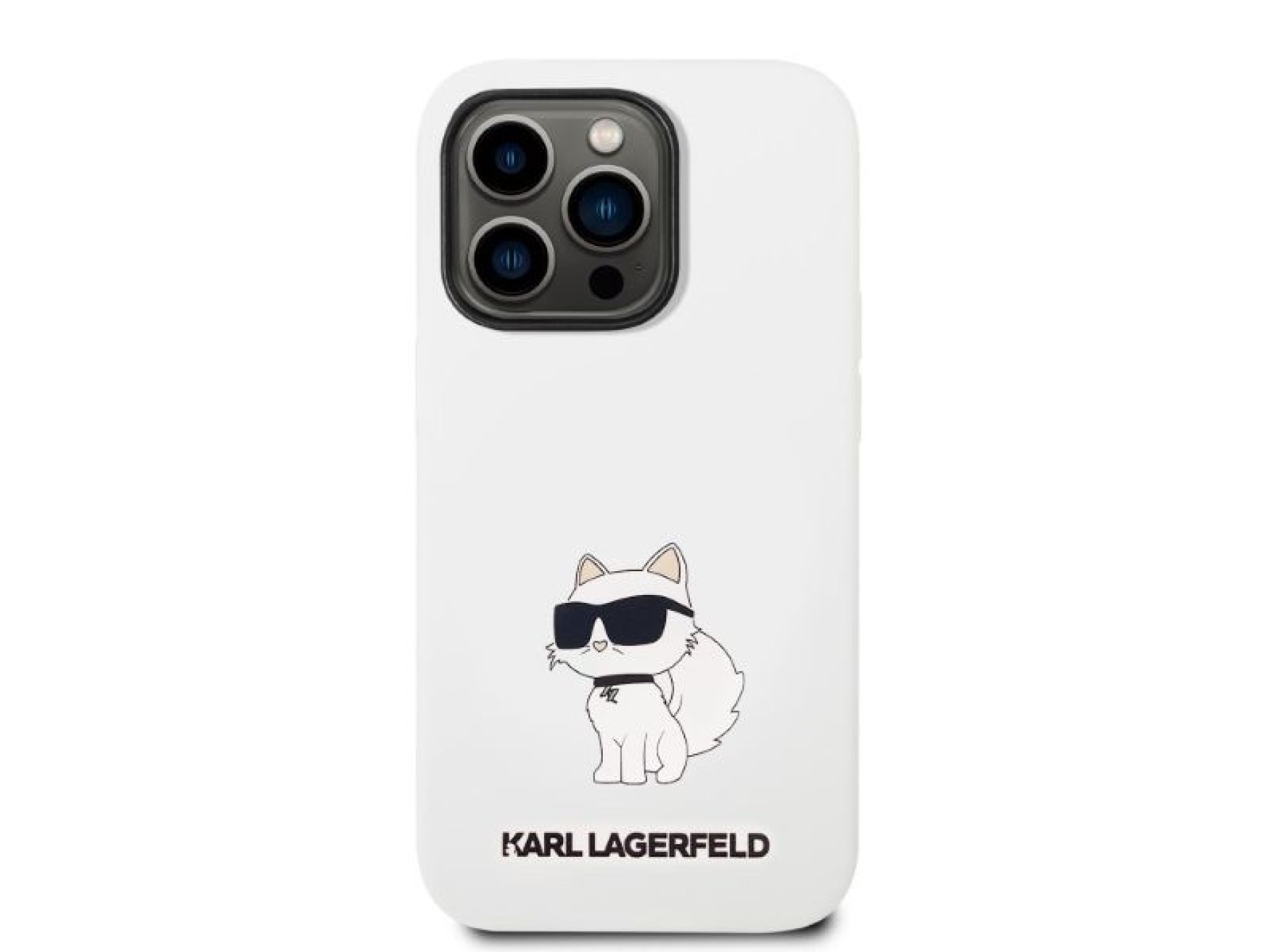 Funda de silicona Karl Lagerfeld Choupette para iPhone 14 Pro Max - blanca