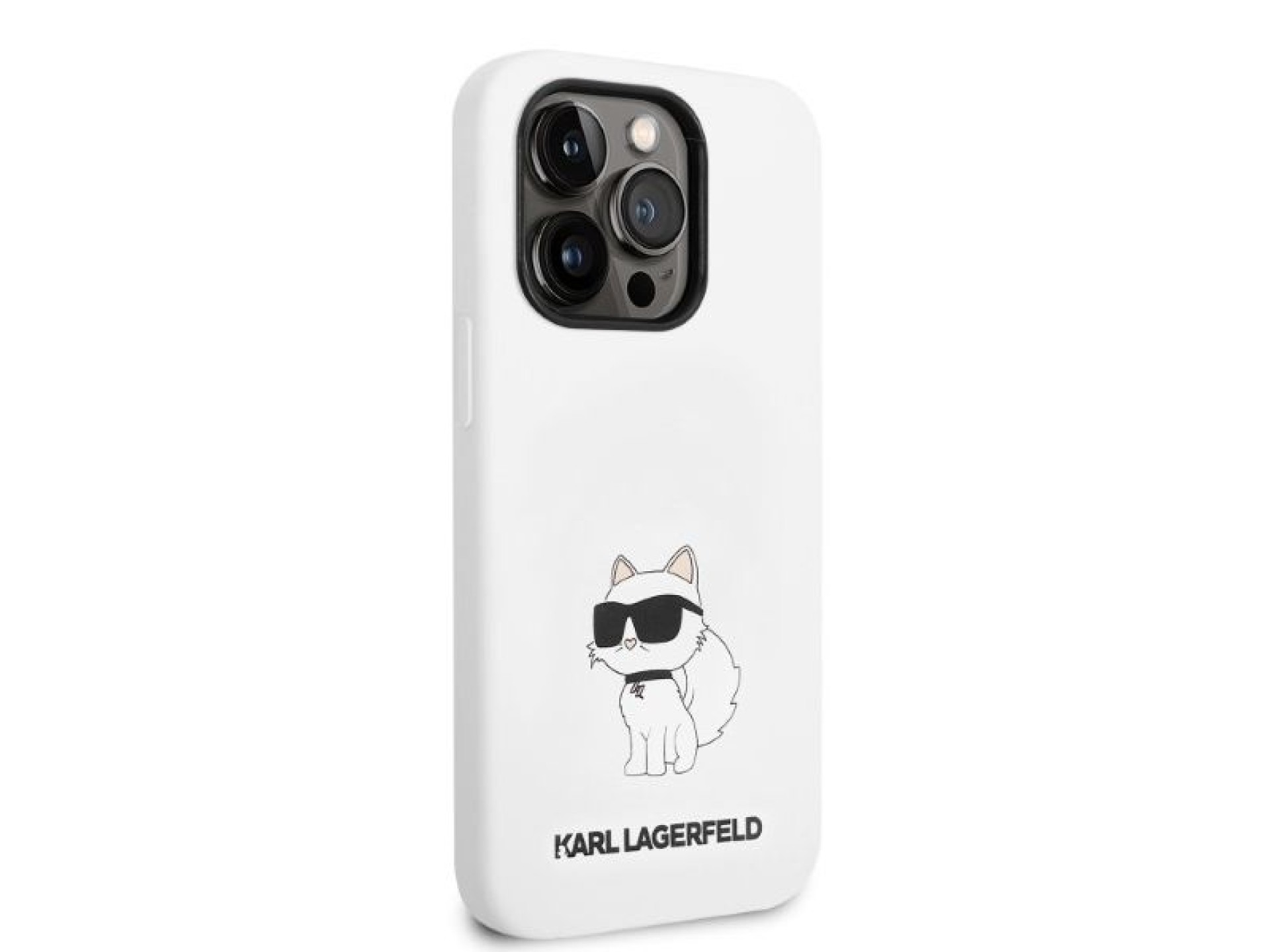 Funda de silicona Karl Lagerfeld Choupette para iPhone 14 Pro Max - blanca
