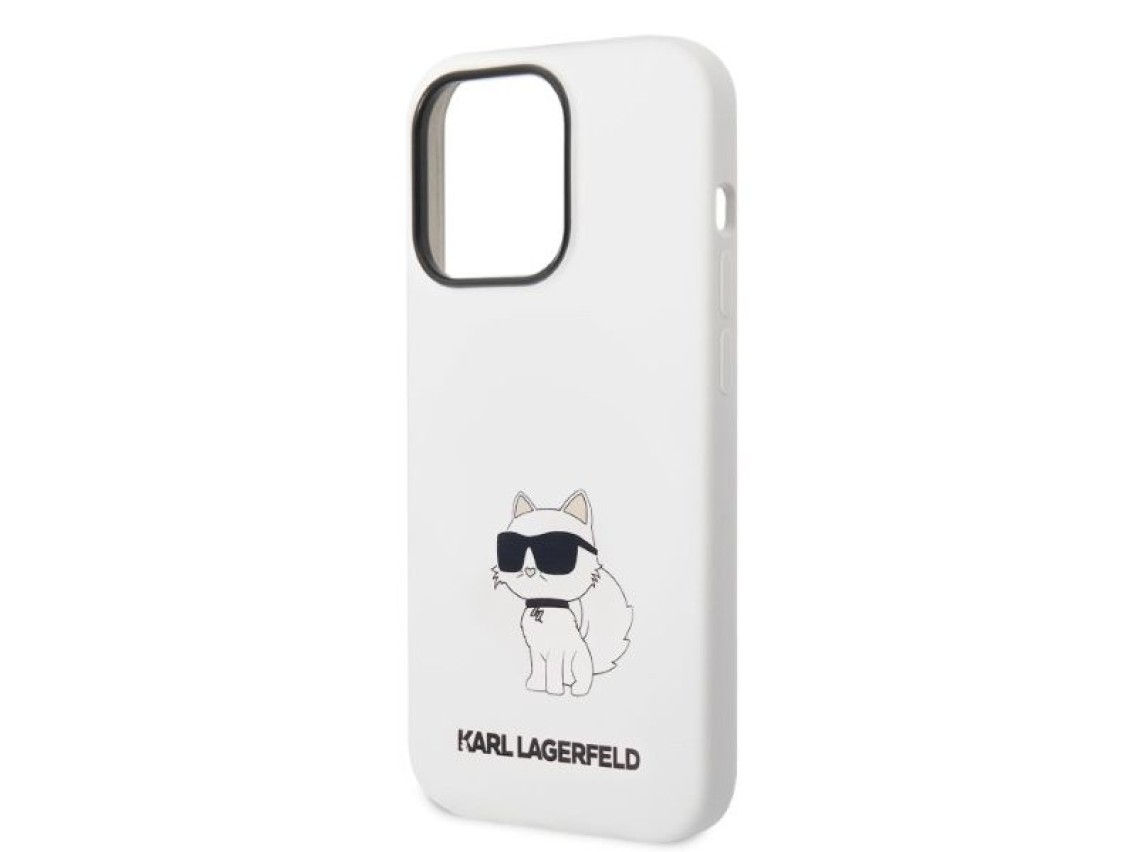 Funda de silicona Karl Lagerfeld Choupette para iPhone 14 Pro Max - blanca