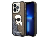 Karl Lagerfeld KLHCP14LLNKHCK iPhone 14 Pro 6.1" capa rígida preta/preta com glitter Karl Head Karl Lagerfeld KLHCP14LLNKHCK iPhone 14 Pro 6.1" capa rígida preta/preta com glitter Karl Head