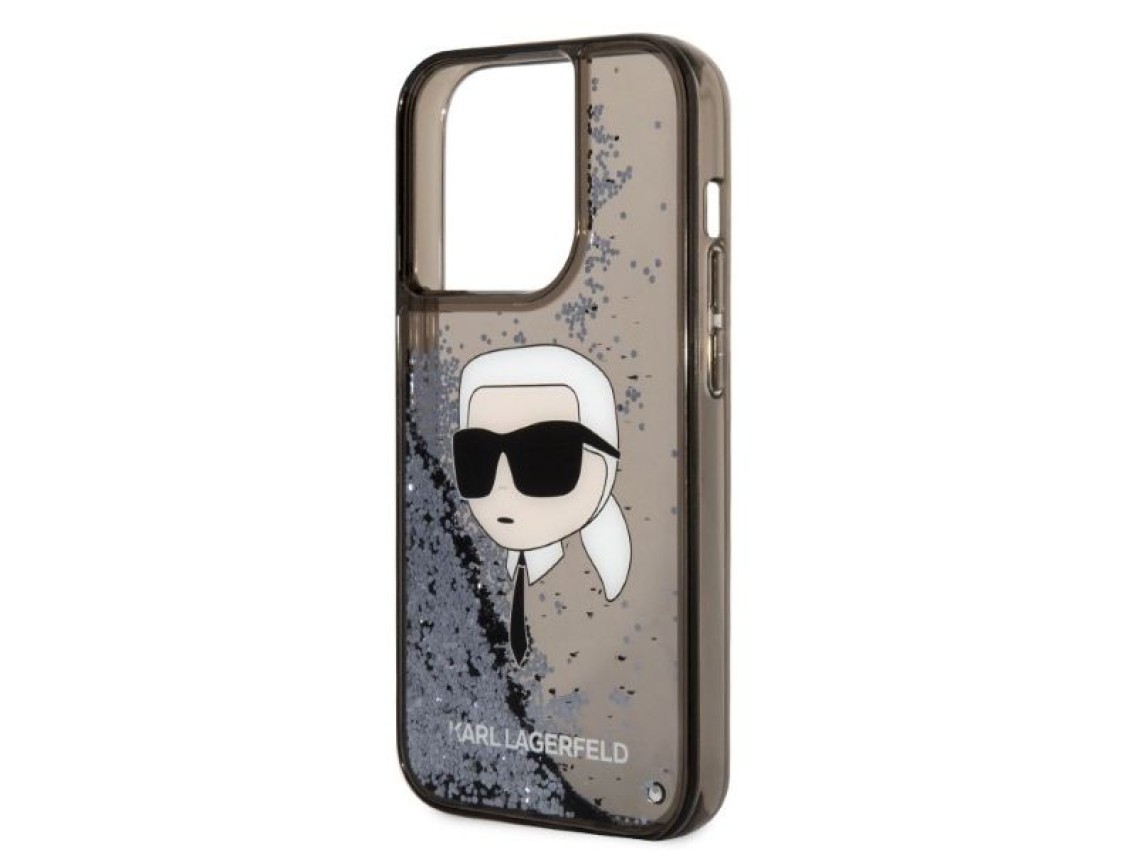 Karl Lagerfeld KLHCP14LLNKHCK iPhone 14 Pro 6.1" capa rígida preta/preta com glitter Karl Head