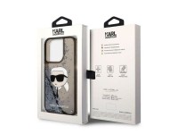 Karl Lagerfeld KLHCP14LLNKHCK iPhone 14 Pro 6.1" capa rígida preta/preta com glitter Karl Head Karl Lagerfeld KLHCP14LLNKHCK iPhone 14 Pro 6.1" capa rígida preta/preta com glitter Karl Head
