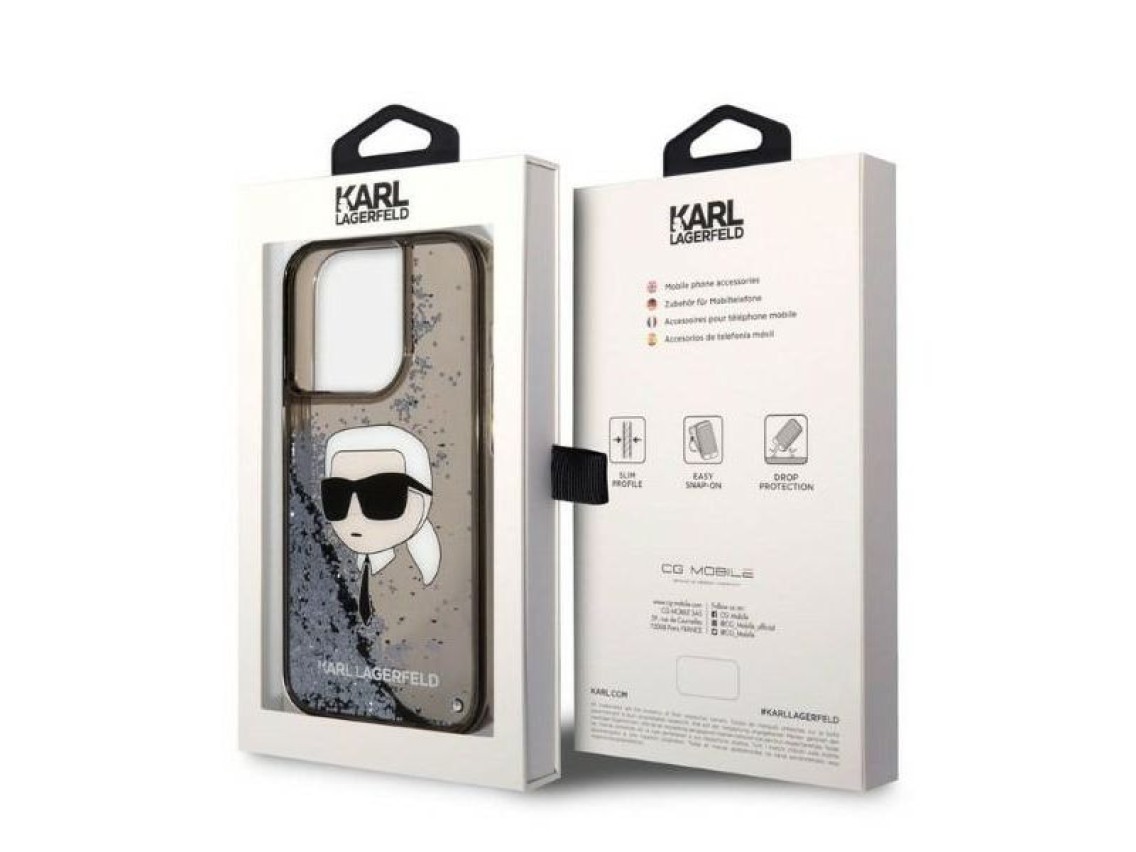 Karl Lagerfeld Glitter Karl's Head case for iPhone 14 Pro Max - black