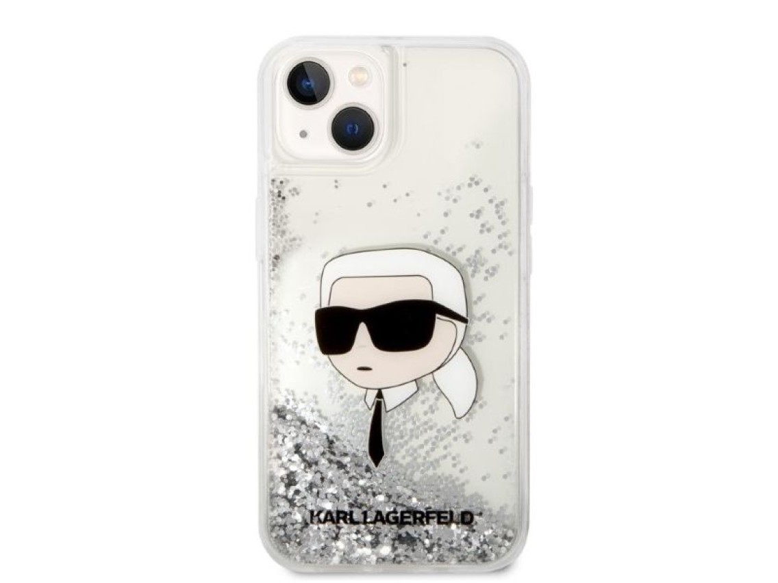 Karl Lagerfeld KLHCP14MLNKHCH iPhone 14 Plus 6.7" plateado/carcasa rígida plateada Glitter Karl Head