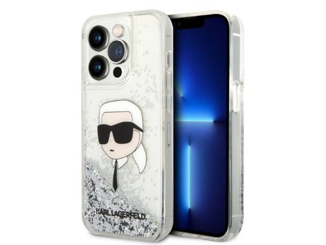 Karl Lagerfeld KLHCP14LLNKHCH iPhone 14 Pro 6.1" prateado/capa rígida prateada com glitter Karl Head