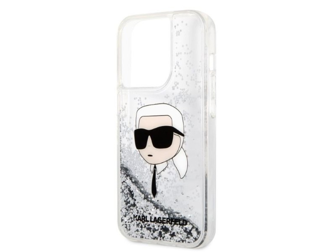 Karl Lagerfeld KLHCP14LLNKHCH iPhone 14 Pro 6.1" prateado/capa rígida prateada com glitter Karl Head