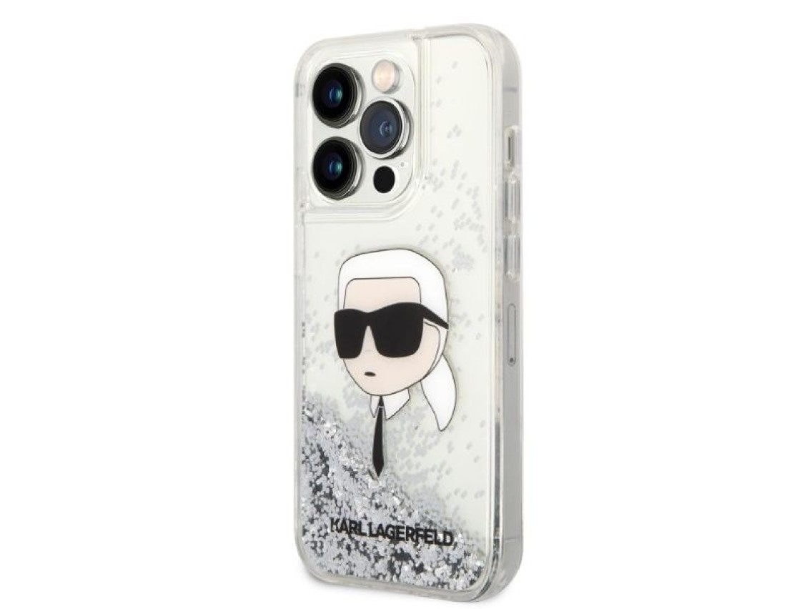 Karl Lagerfeld Glitter Karl's Head case for iPhone 14 Pro Max - silver