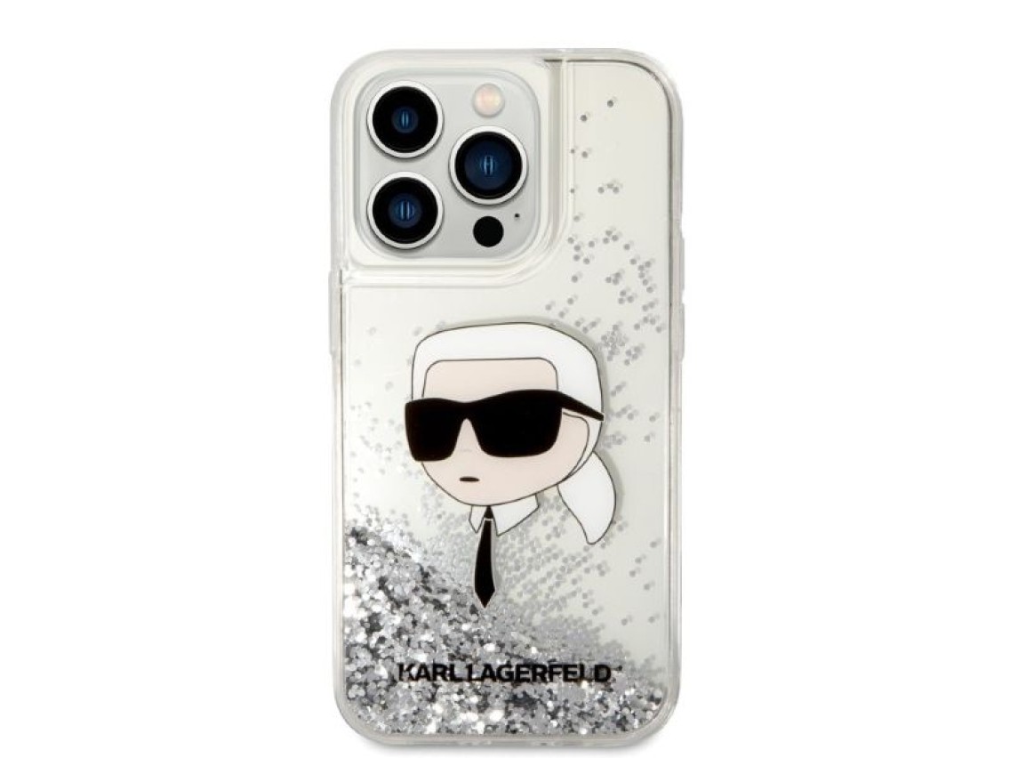Karl Lagerfeld Glitter Karl's Head case for iPhone 14 Pro Max - silver