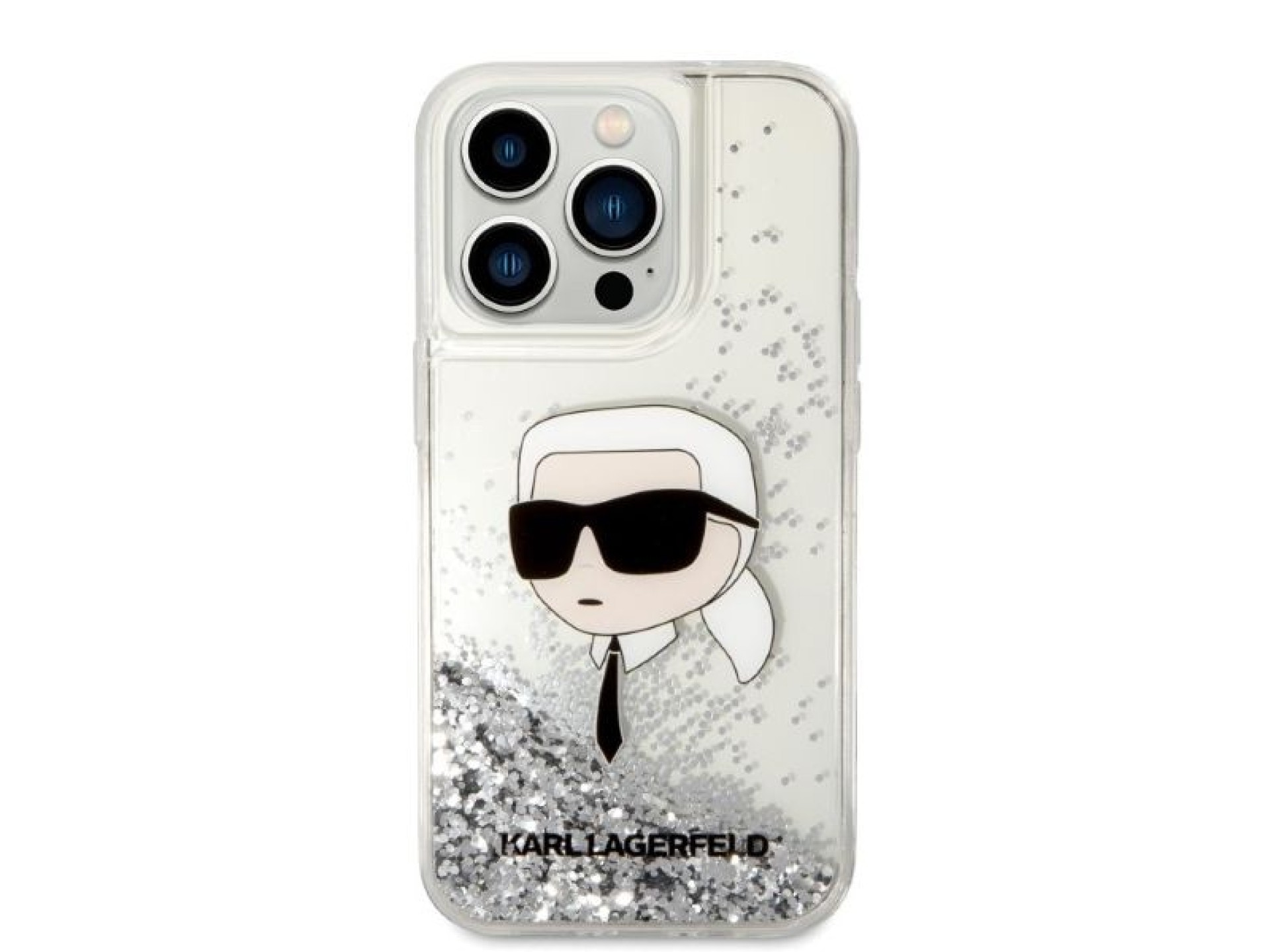Karl Lagerfeld Glitter Karl's Head case for iPhone 14 Pro Max - silver