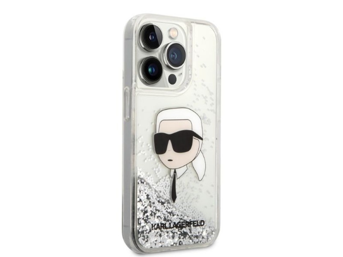 Karl Lagerfeld Glitter Karl's Head case for iPhone 14 Pro Max - silver