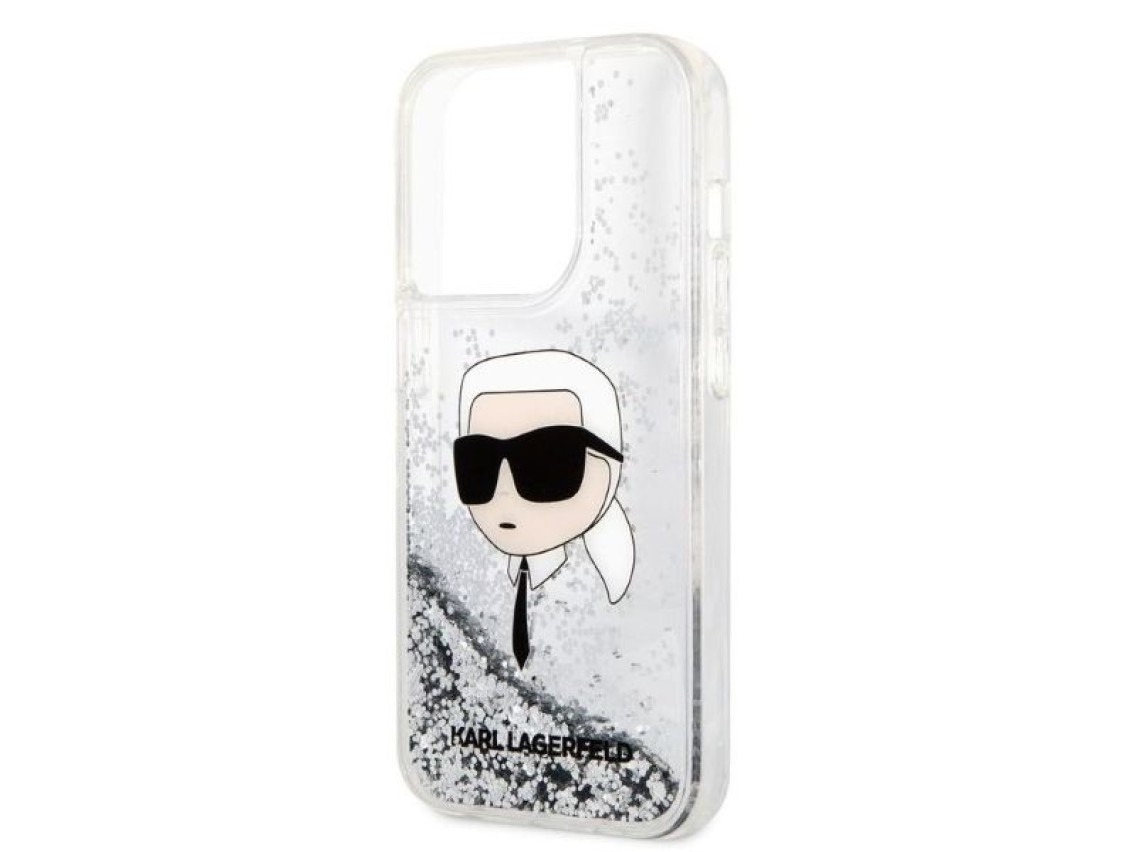 Karl Lagerfeld Glitter Karl's Head case for iPhone 14 Pro Max - silver