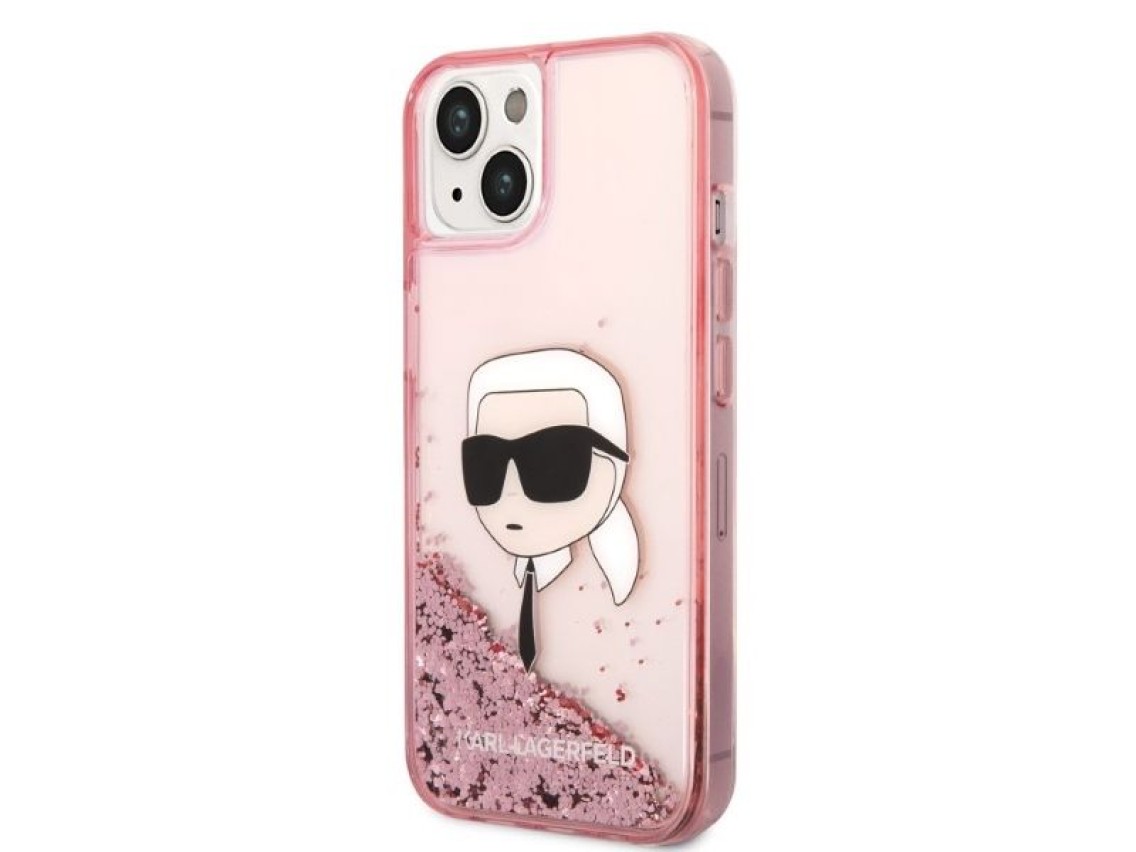 Karl Lagerfeld Glitter Karl's Head case for iPhone 14 Plus - pink