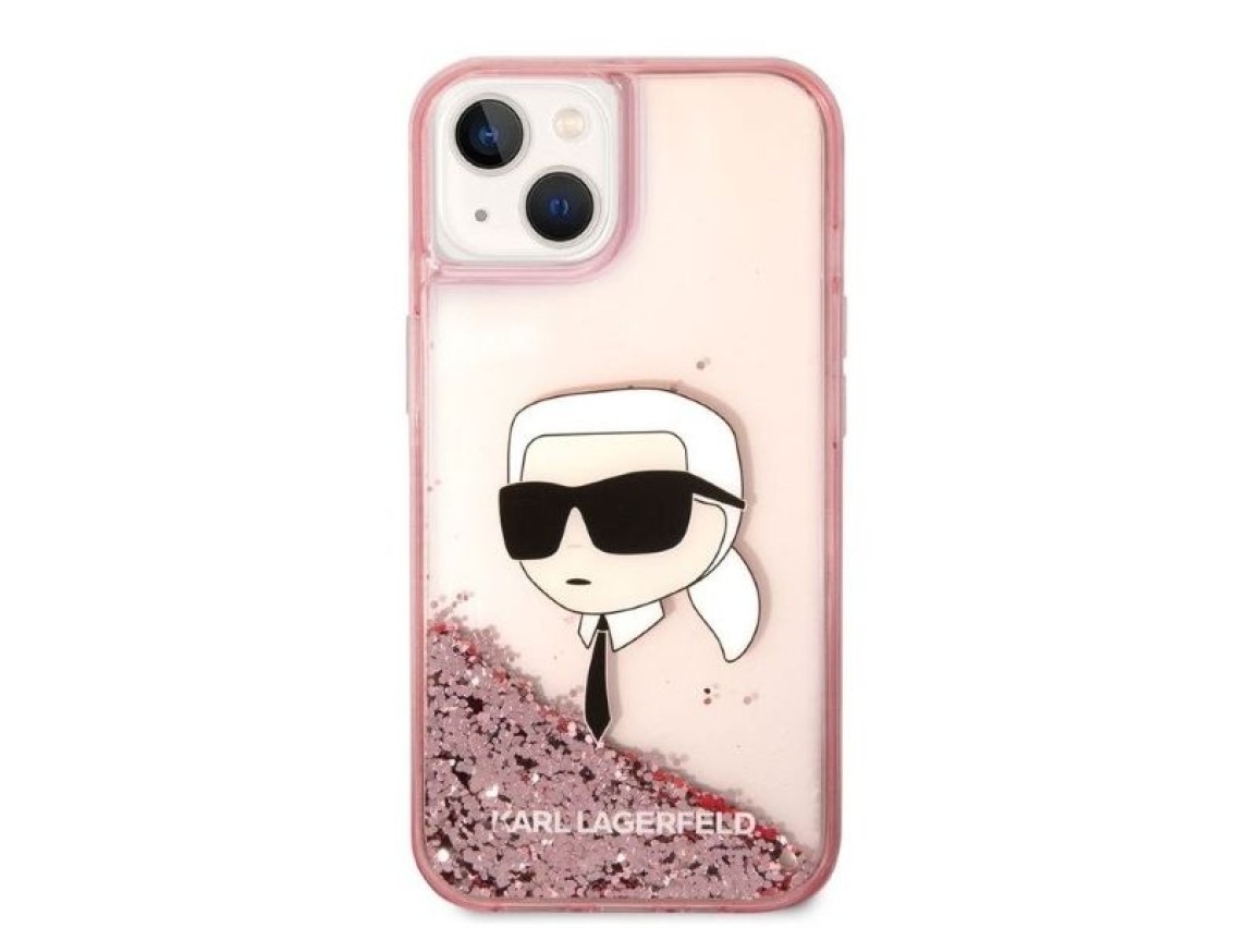 Karl Lagerfeld Glitter Karl's Head case for iPhone 14 Plus - pink