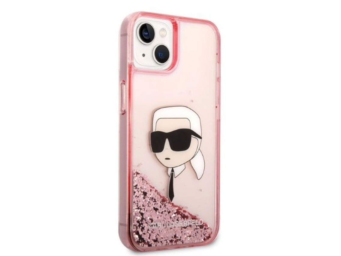 Karl Lagerfeld Glitter Karl's Head case for iPhone 14 Plus - pink