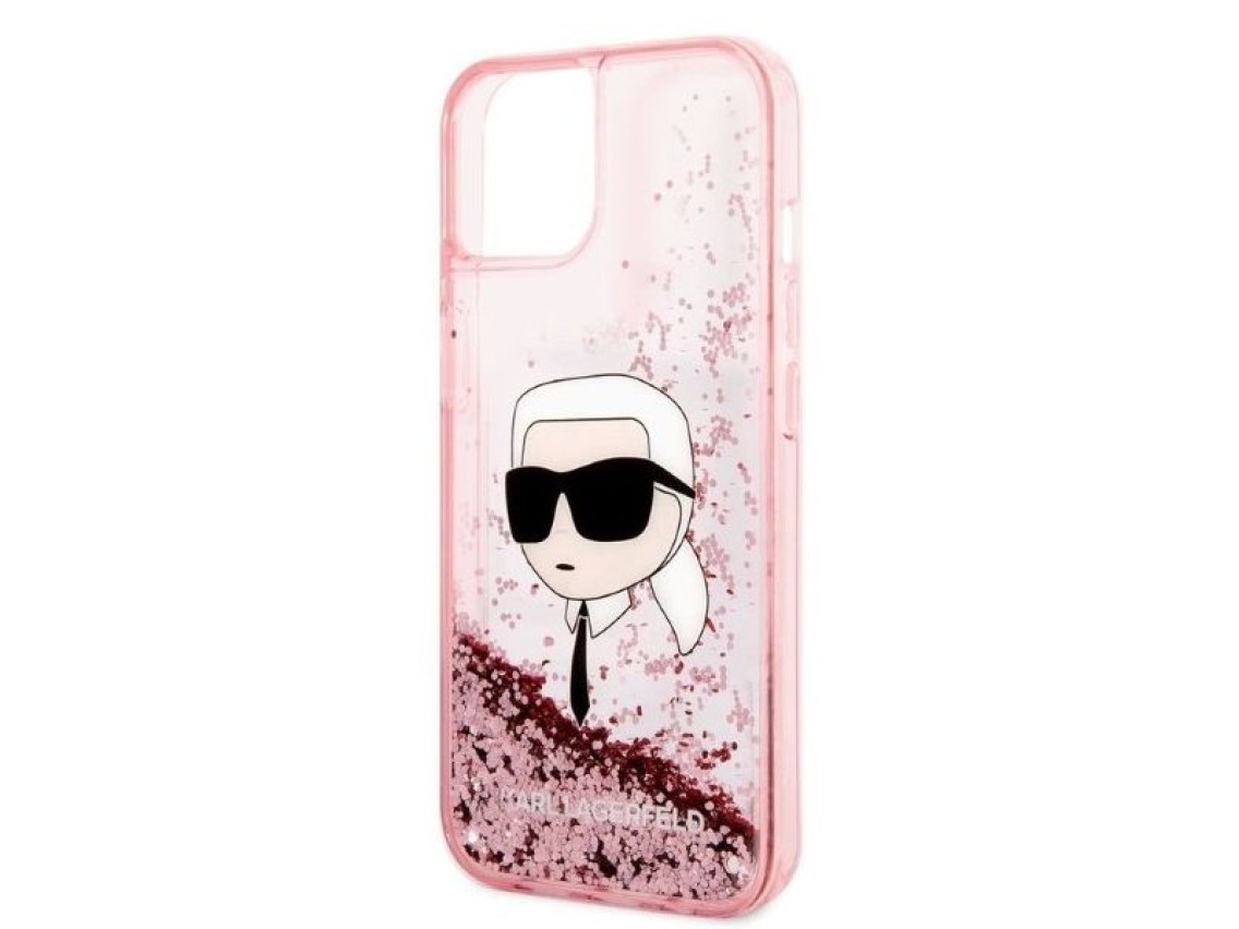 Karl Lagerfeld Glitter Karl's Head case for iPhone 14 Plus - pink