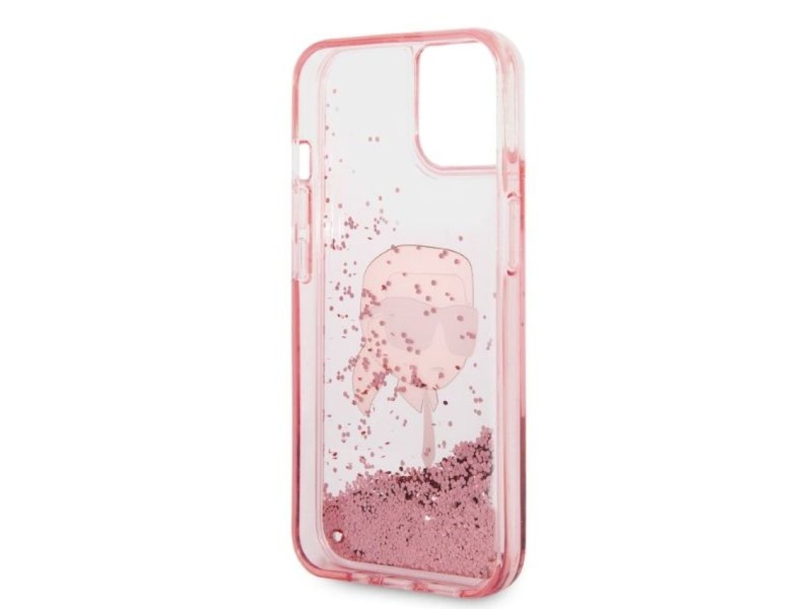 Karl Lagerfeld Glitter Karl's Head case for iPhone 14 Plus - pink