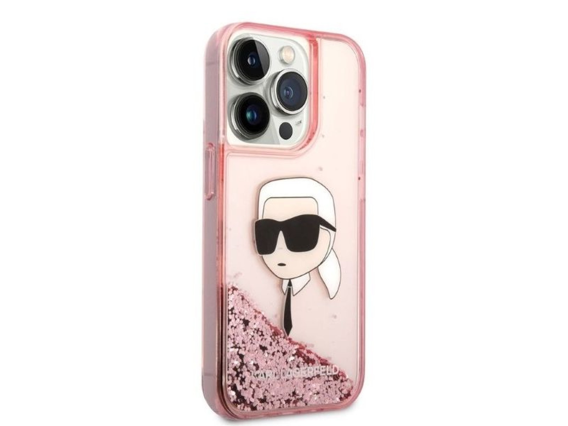 Funda Karl Lagerfeld Glitter Karl's Head para iPhone 14 Pro - rosa