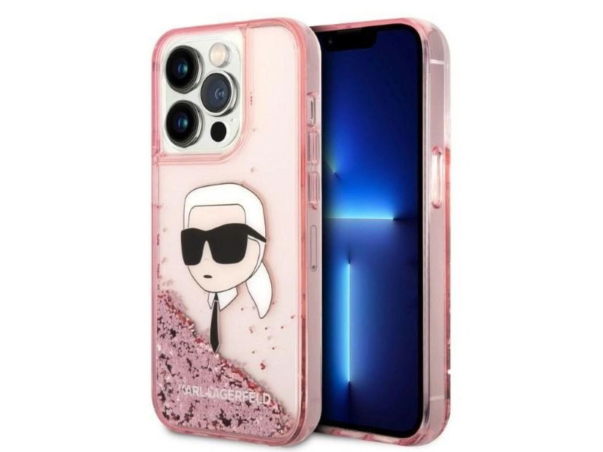 Funda Karl Lagerfeld Glitter Karl's Head para iPhone 14 Pro Max - rosa