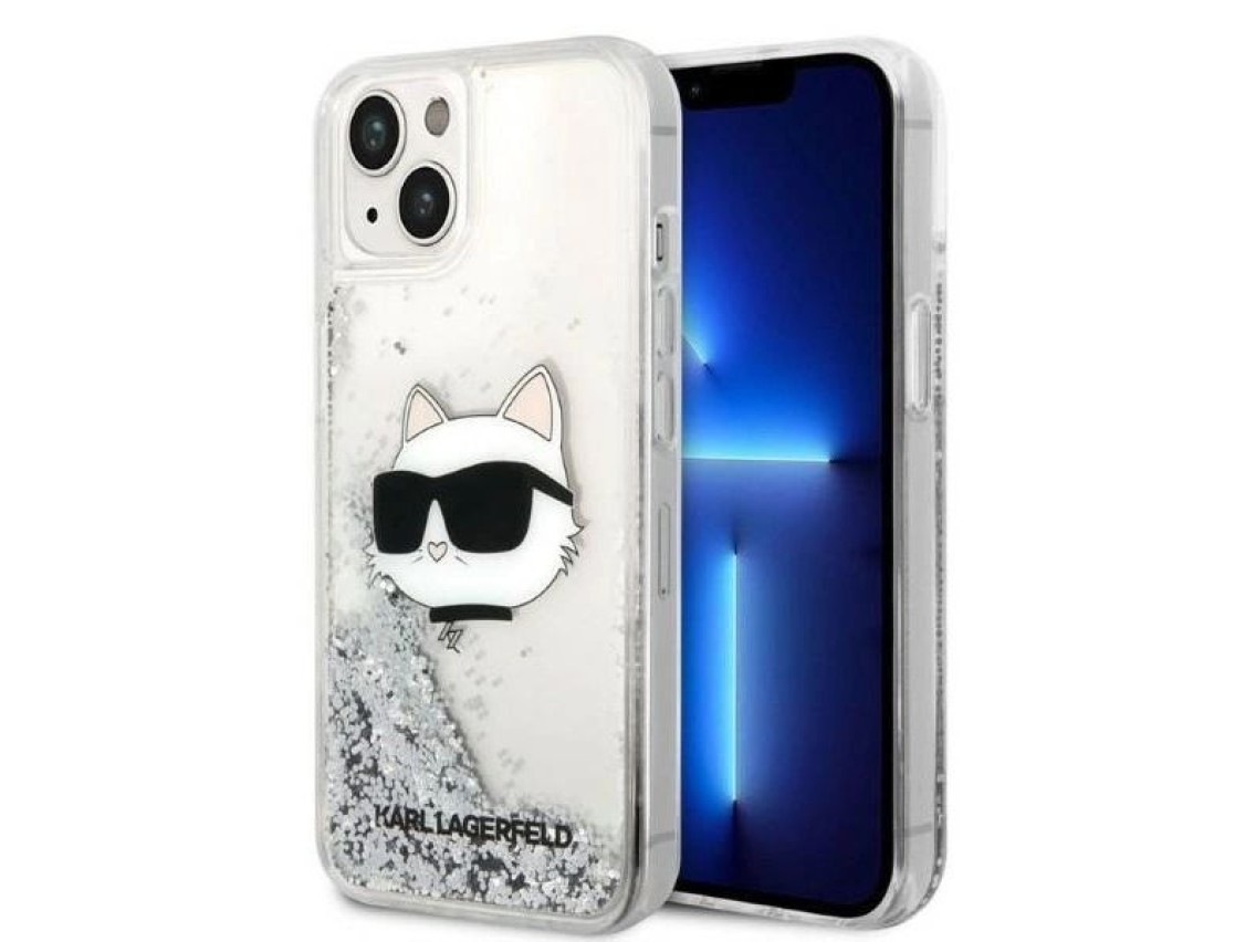 Karl Lagerfeld KLHCP14MLNHCCS iPhone 14 Plus 6.7" plateado/plateado estuche rígido Glitter Choupette