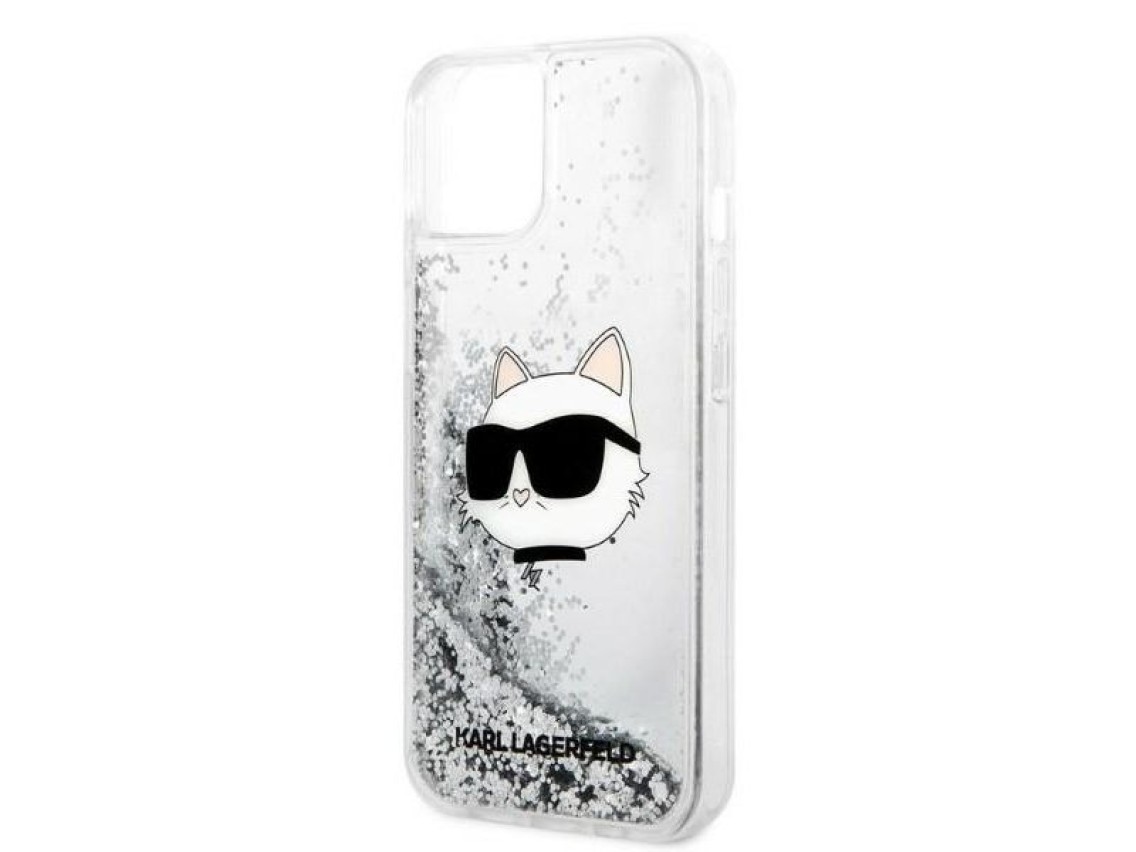 Karl Lagerfeld KLHCP14MLNHCCS iPhone 14 Plus 6.7" plateado/plateado estuche rígido Glitter Choupette
