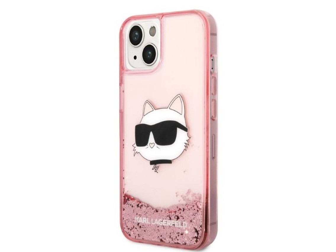 Capa Karl Lagerfeld Glitter Choupette Head para iPhone 14 Plus - rosa
