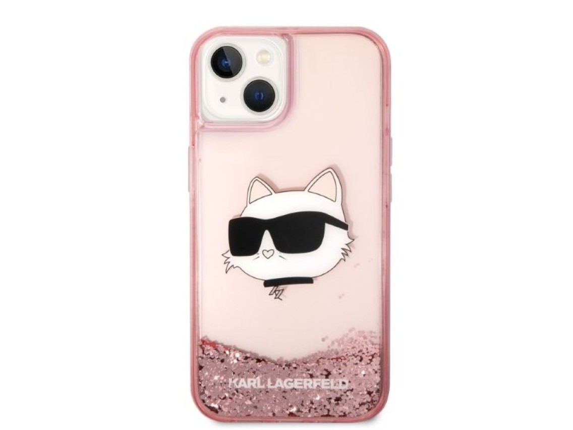 Capa Karl Lagerfeld Glitter Choupette Head para iPhone 14 Plus - rosa