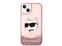 Capa Karl Lagerfeld Glitter Choupette Head para iPhone 14 Plus - rosa