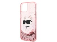 Capa Karl Lagerfeld Glitter Choupette Head para iPhone 14 Plus - rosa