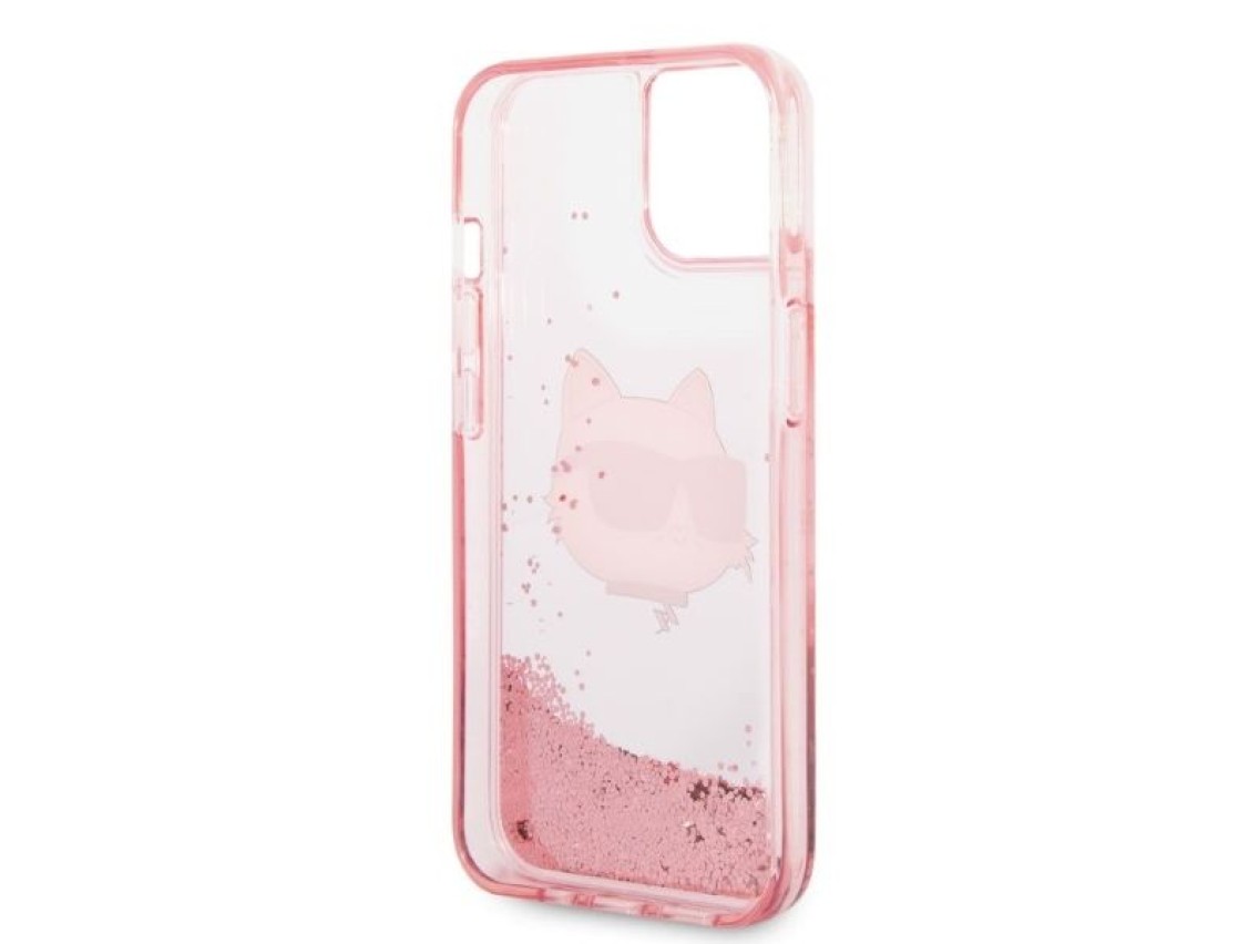 Capa Karl Lagerfeld Glitter Choupette Head para iPhone 14 Plus - rosa