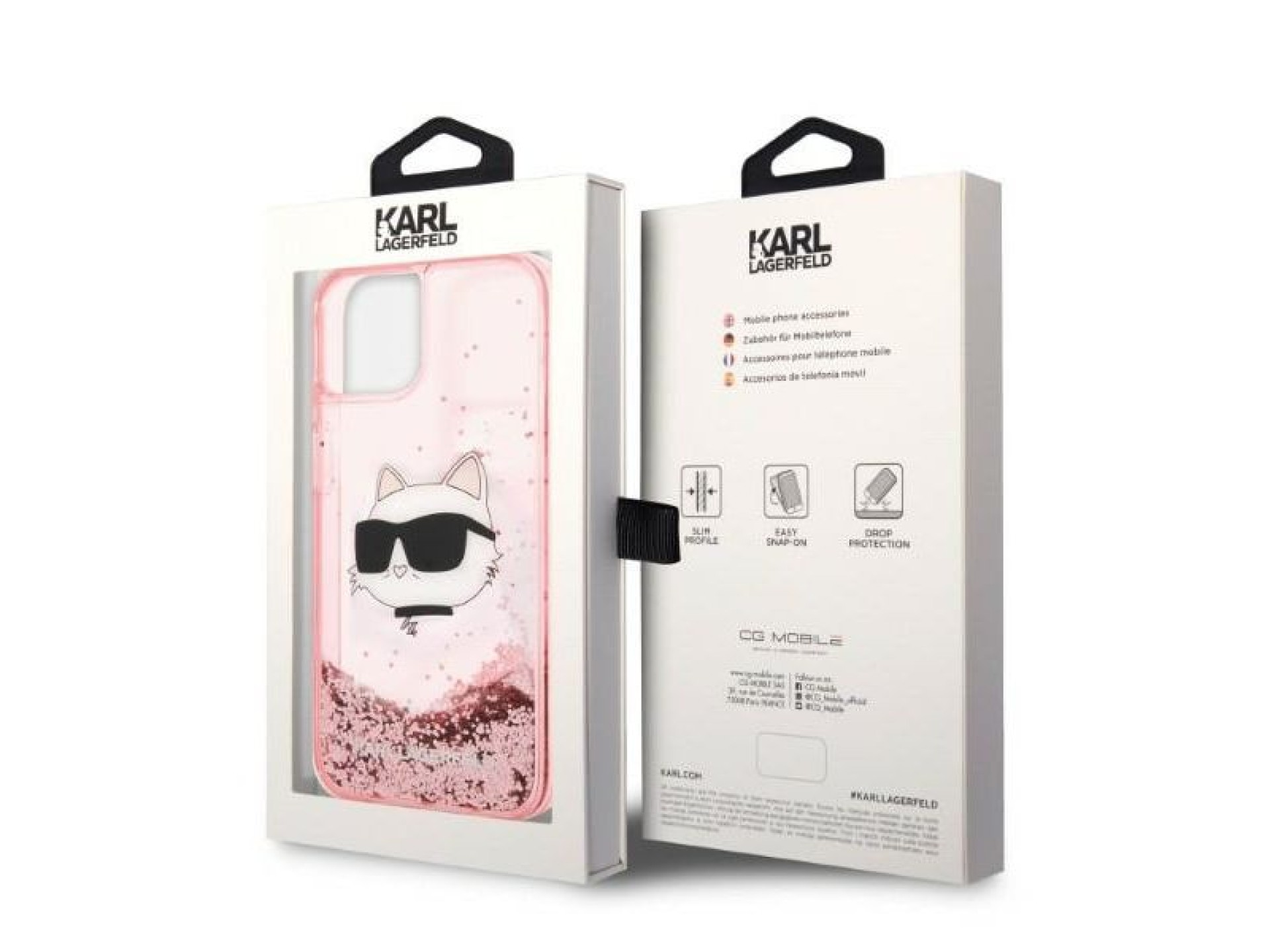 Capa Karl Lagerfeld Glitter Choupette Head para iPhone 14 Plus - rosa