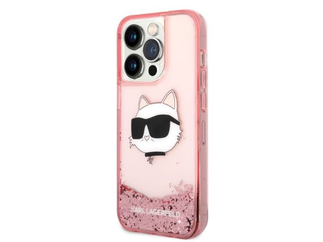 Karl Lagerfeld KLHCP14LLNCHCP iPhone 14 Pro 6.1" rosa/rosa estuche rígido Glitter Choupette Head