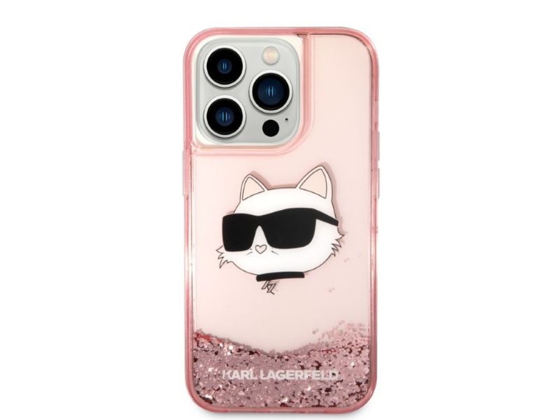 Karl Lagerfeld KLHCP14LLNCHCP iPhone 14 Pro 6.1" rosa/rosa estuche rígido Glitter Choupette Head