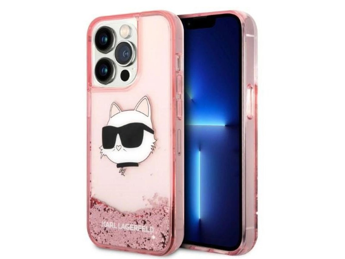 Karl Lagerfeld KLHCP14XLNCHCP iPhone 14 Pro Max 6.7" rosa/rosa estuche rígido Glitter Choupette Head