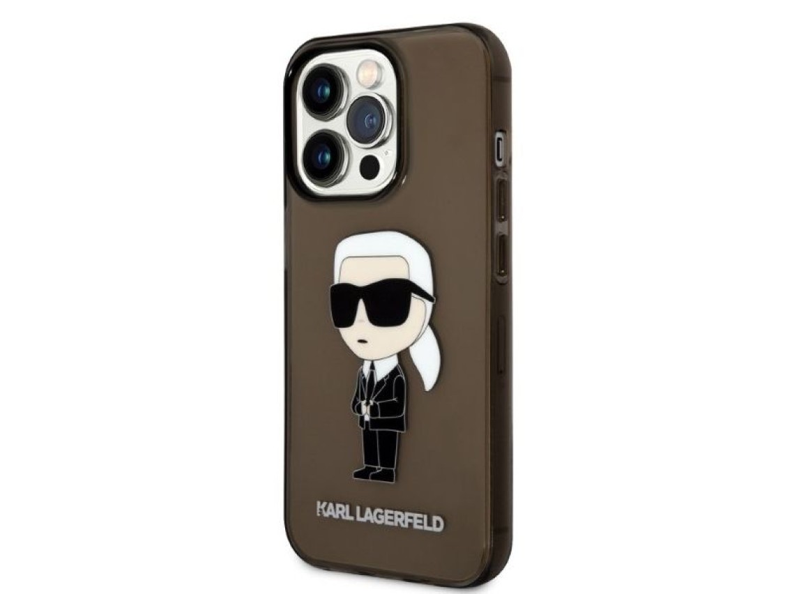 Funda rígida negra Karl Lagerfeld KLHCP14LHNIKTCK para iPhone 14 Pro de 6,1" Ikonik Karl Lagerfeld