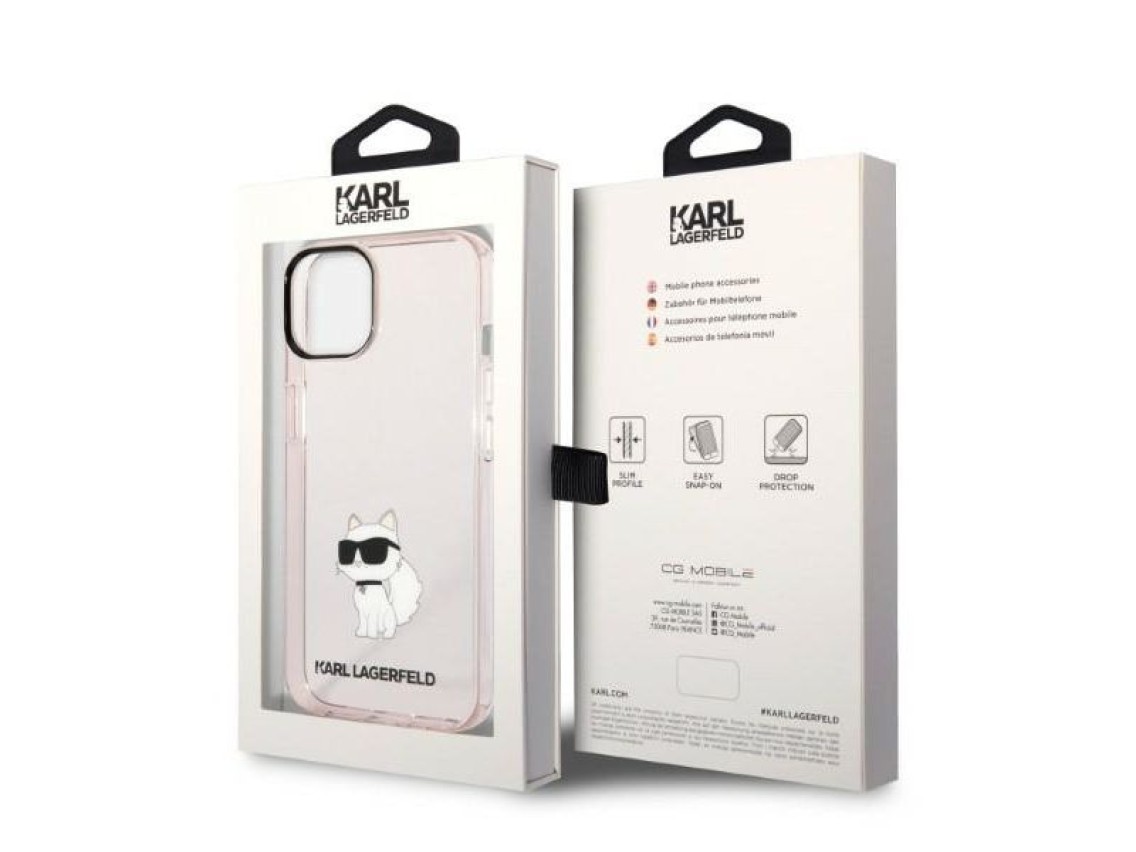 Funda Karl Lagerfeld Ikonik Choupette para iPhone 14 - rosa