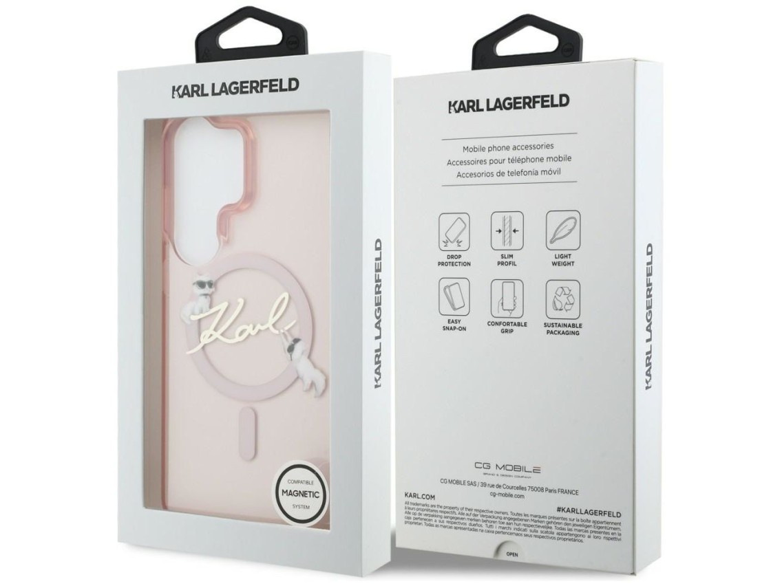 Funda Karl Lagerfeld IML KC Script MagSafe para Samsung Galaxy S26 Ultra - Rosa