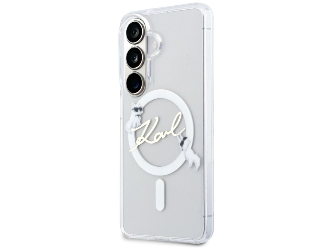 Capa MagSafe Karl Lagerfeld IML KC Script para Samsung Galaxy S26 Plus - Transparente
