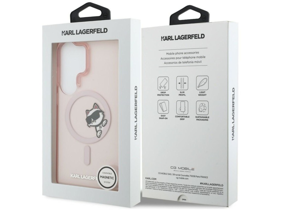 Capa Karl Lagerfeld IML Peekaboo Choupette MagSafe para Samsung Galaxy S26 Ultra - Rosa